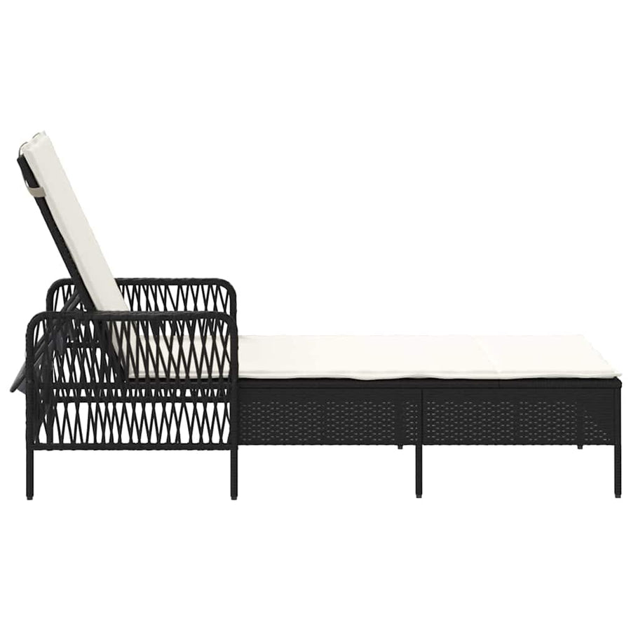 Ligstoel En Cream Wit 55 X 200 X 92 Cm Poly Rattan Zwart en crèmewit Ligbed
