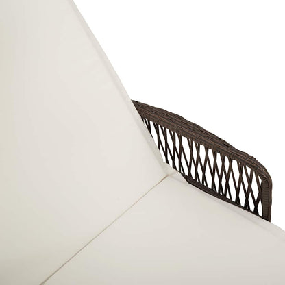 Ligstoel En Crème Wit 55 X 200 X 92 Cm Poly Rattan Bruin en crèmewit Ligbed
