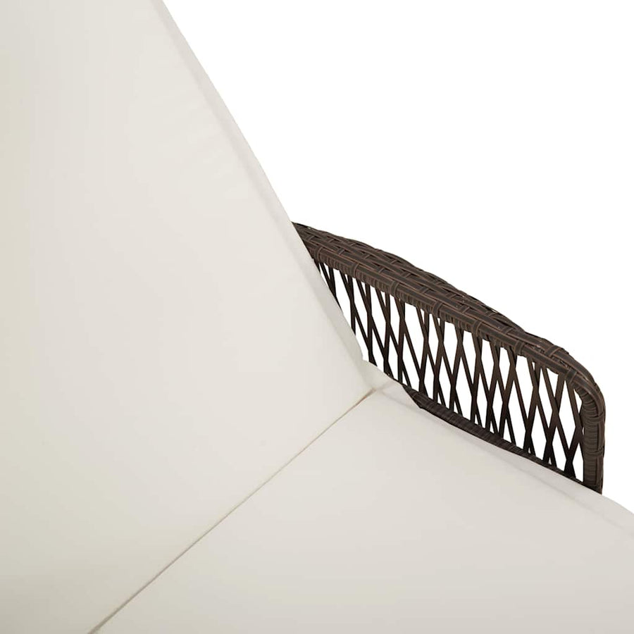Ligstoel En Crème Wit 55 X 200 X 92 Cm Poly Rattan Bruin en crèmewit Ligbed