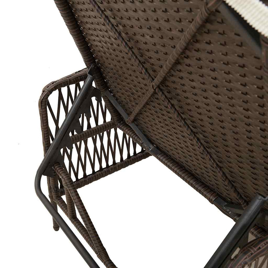 Ligstoel En Crème Wit 55 X 200 X 92 Cm Poly Rattan Bruin en crèmewit Ligbed