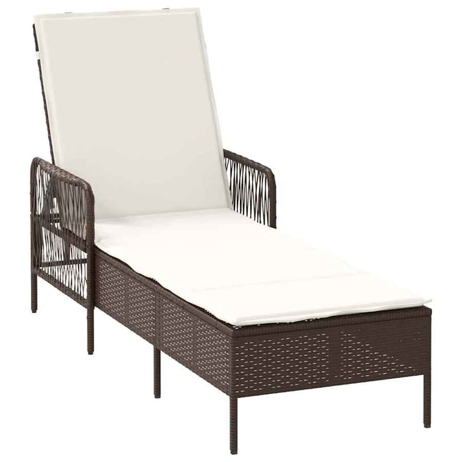 Ligstoel En Crème Wit 55 X 200 X 92 Cm Poly Rattan Bruin en crèmewit Ligbed