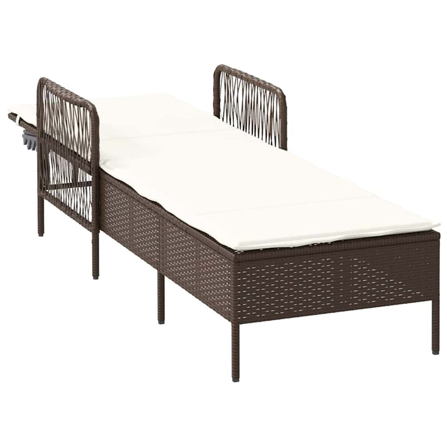 Ligstoel En Crème Wit 55 X 200 X 92 Cm Poly Rattan Bruin en crèmewit Ligbed