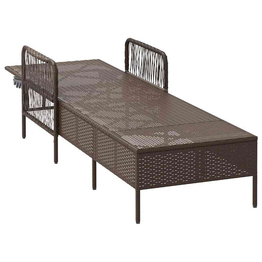 Ligstoel En Crème Wit 55 X 200 X 92 Cm Poly Rattan Bruin en crèmewit Ligbed