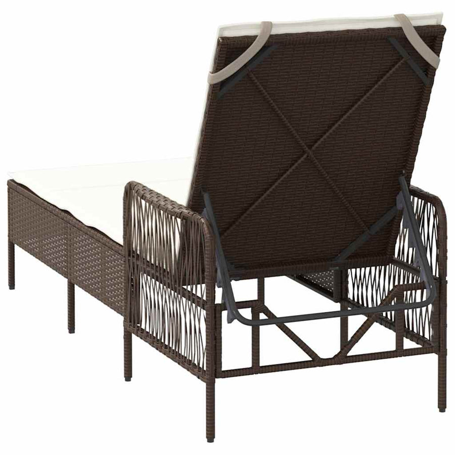 Ligstoel En Crème Wit 55 X 200 X 92 Cm Poly Rattan Bruin en crèmewit Ligbed