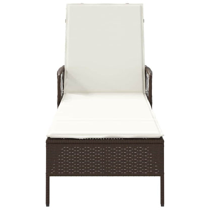 Ligstoel En Crème Wit 55 X 200 X 92 Cm Poly Rattan Bruin en crèmewit Ligbed