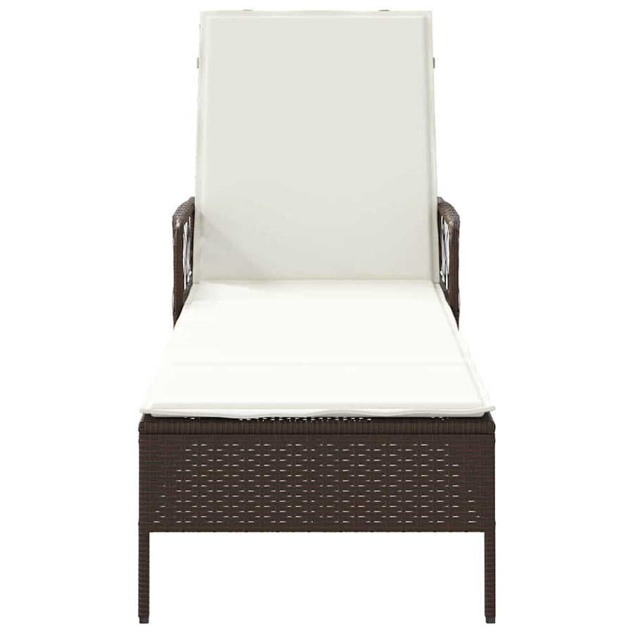Ligstoel En Crème Wit 55 X 200 X 92 Cm Poly Rattan Bruin en crèmewit Ligbed