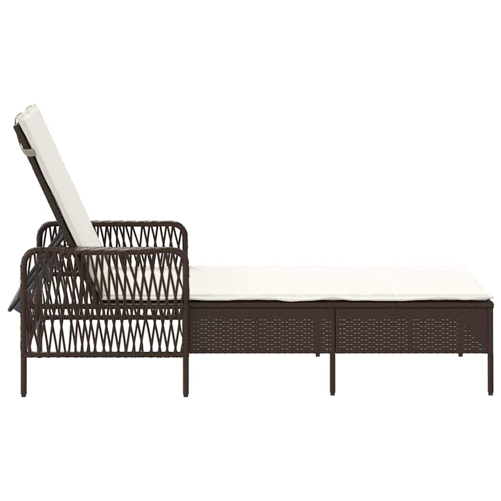 Ligstoel En Crème Wit 55 X 200 X 92 Cm Poly Rattan Bruin en crèmewit Ligbed
