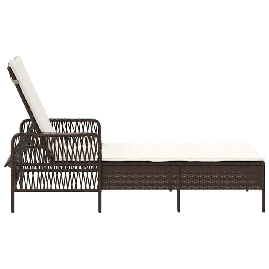 Ligstoel En Crème Wit 55 X 200 X 92 Cm Poly Rattan Bruin en crèmewit Ligbed