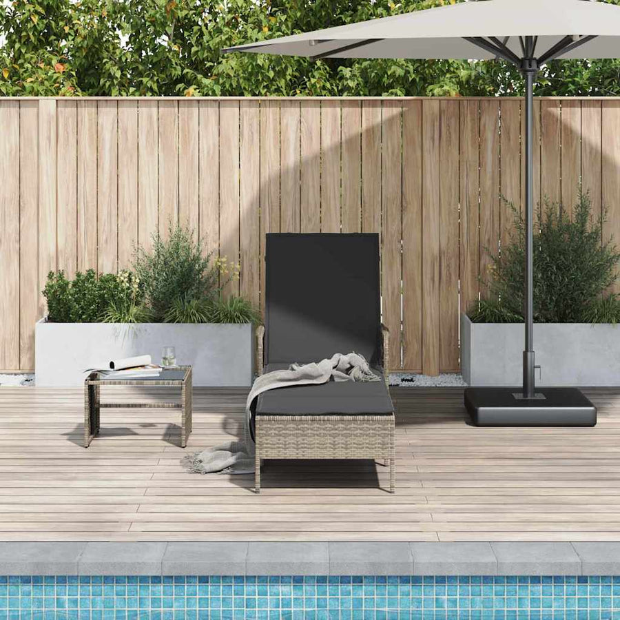 Ligbed met kussen 1-persoon Grijs 157 x 55 x 92cm poly rattan