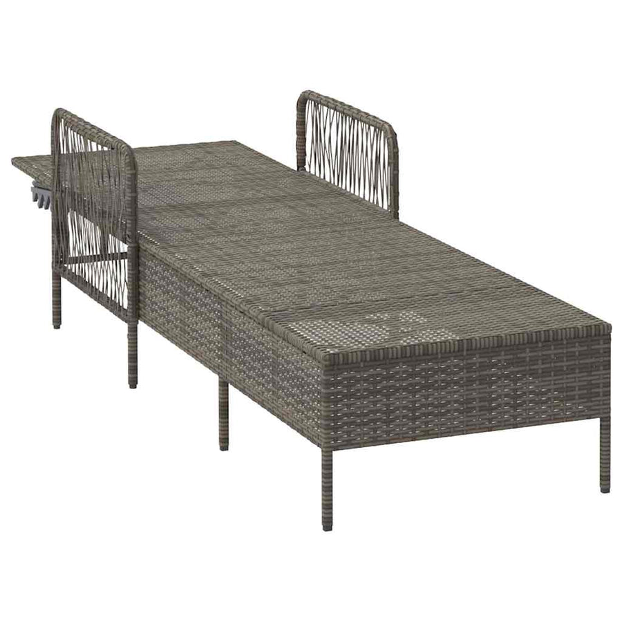 Ligbed met kussen 1-persoon Grijs 157 x 55 x 92cm poly rattan