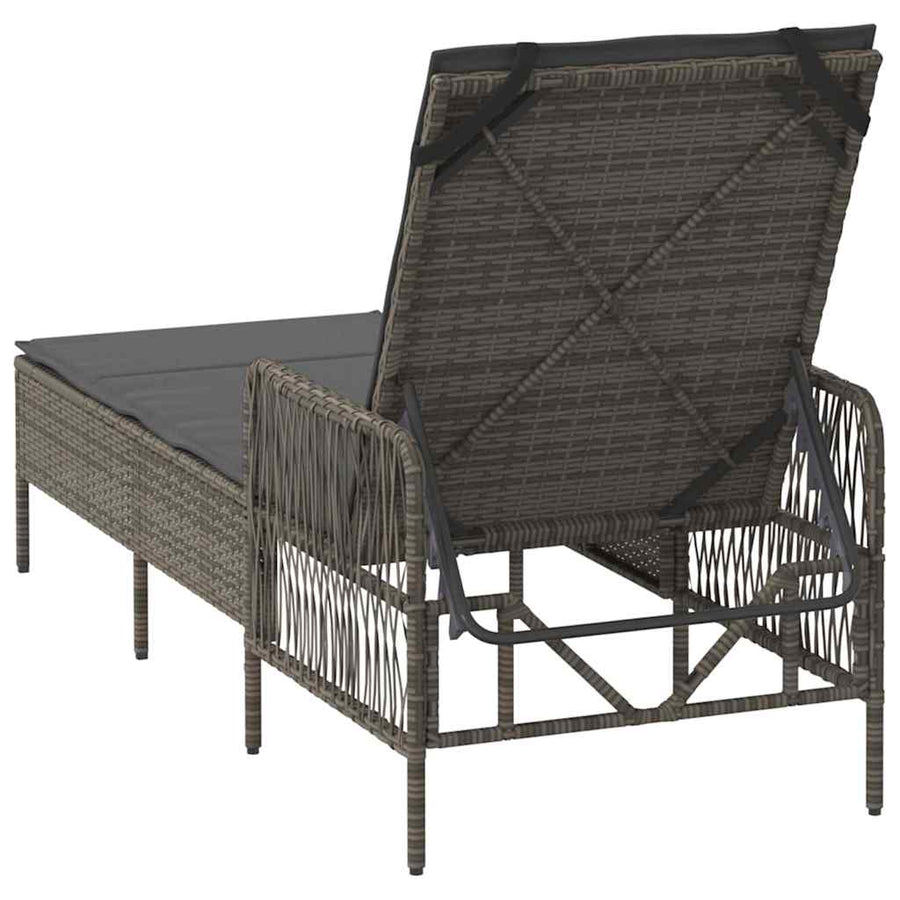 Ligbed met kussen 1-persoon Grijs 157 x 55 x 92cm poly rattan