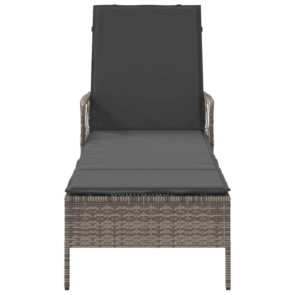 Ligbed met kussen 1-persoon Grijs 157 x 55 x 92cm poly rattan
