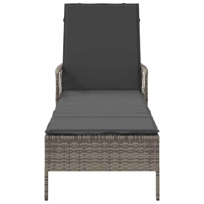 Ligbed met kussen 1-persoon Grijs 157 x 55 x 92cm poly rattan
