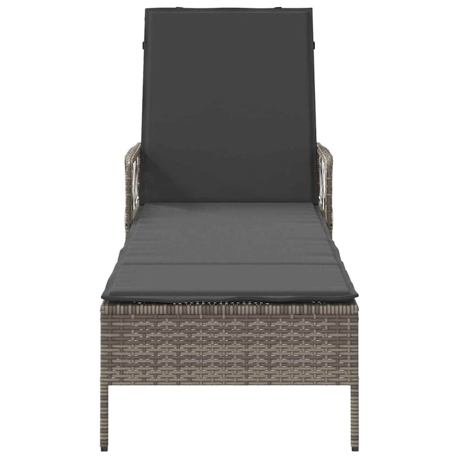 Ligbed met kussen 1-persoon Grijs 157 x 55 x 92cm poly rattan
