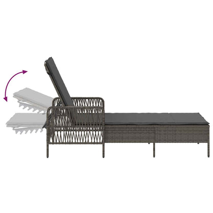 Ligbed met kussen 1-persoon Grijs 157 x 55 x 92cm poly rattan