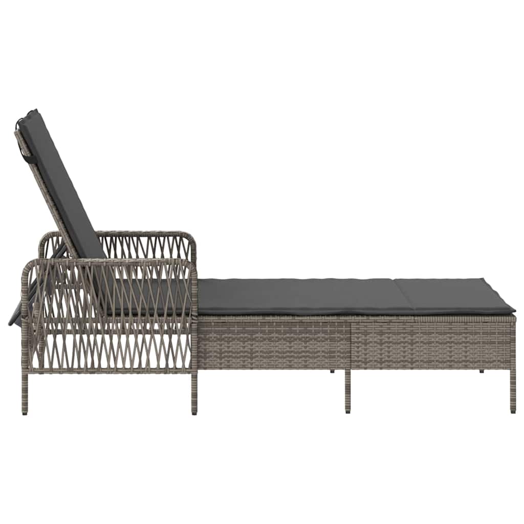 Ligbed met kussen 1-persoon Grijs 157 x 55 x 92cm poly rattan