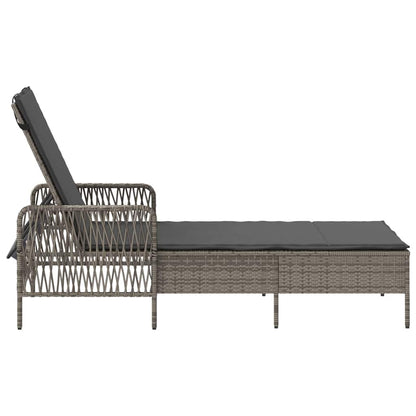 Ligbed met kussen 1-persoon Grijs 157 x 55 x 92cm poly rattan