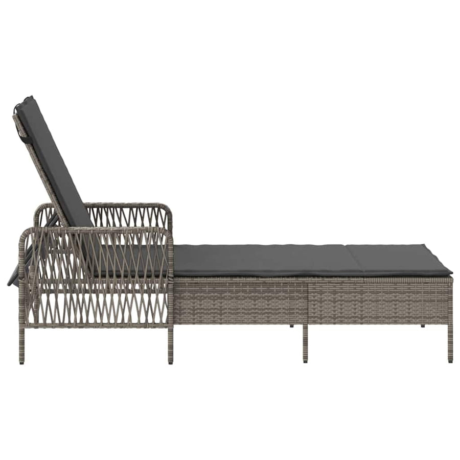 Ligbed met kussen 1-persoon Grijs 157 x 55 x 92cm poly rattan