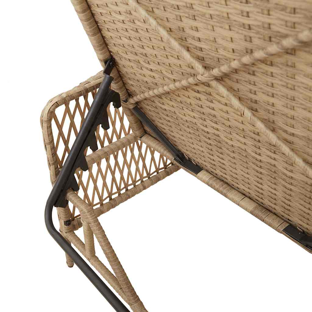 Ligstoel Beige en Licht Grijs 55 x 200 x 92 cm poly rattan
