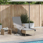 Ligstoel 55x200x92 cm poly rattan beige lichtgrijs
