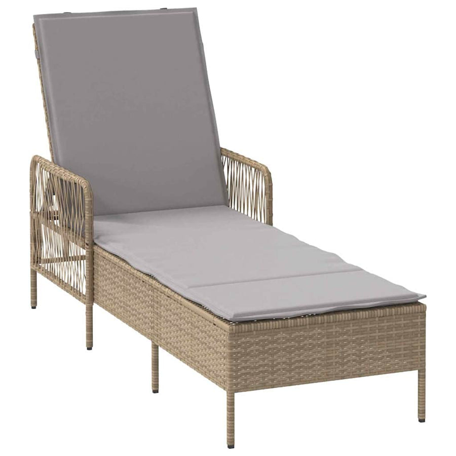 Ligstoel Beige en Licht Grijs 55 x 200 x 92 cm poly rattan