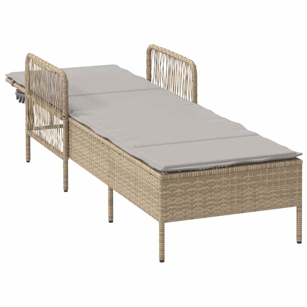 Ligstoel Beige en Licht Grijs 55 x 200 x 92 cm poly rattan