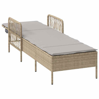 Ligstoel Beige en Licht Grijs 55 x 200 x 92 cm poly rattan