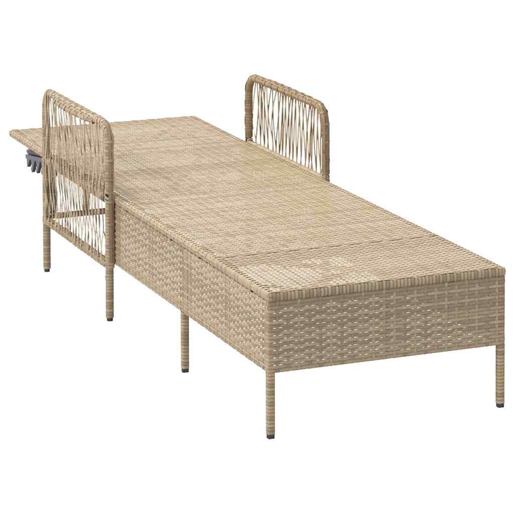 Ligstoel Beige en Licht Grijs 55 x 200 x 92 cm poly rattan
