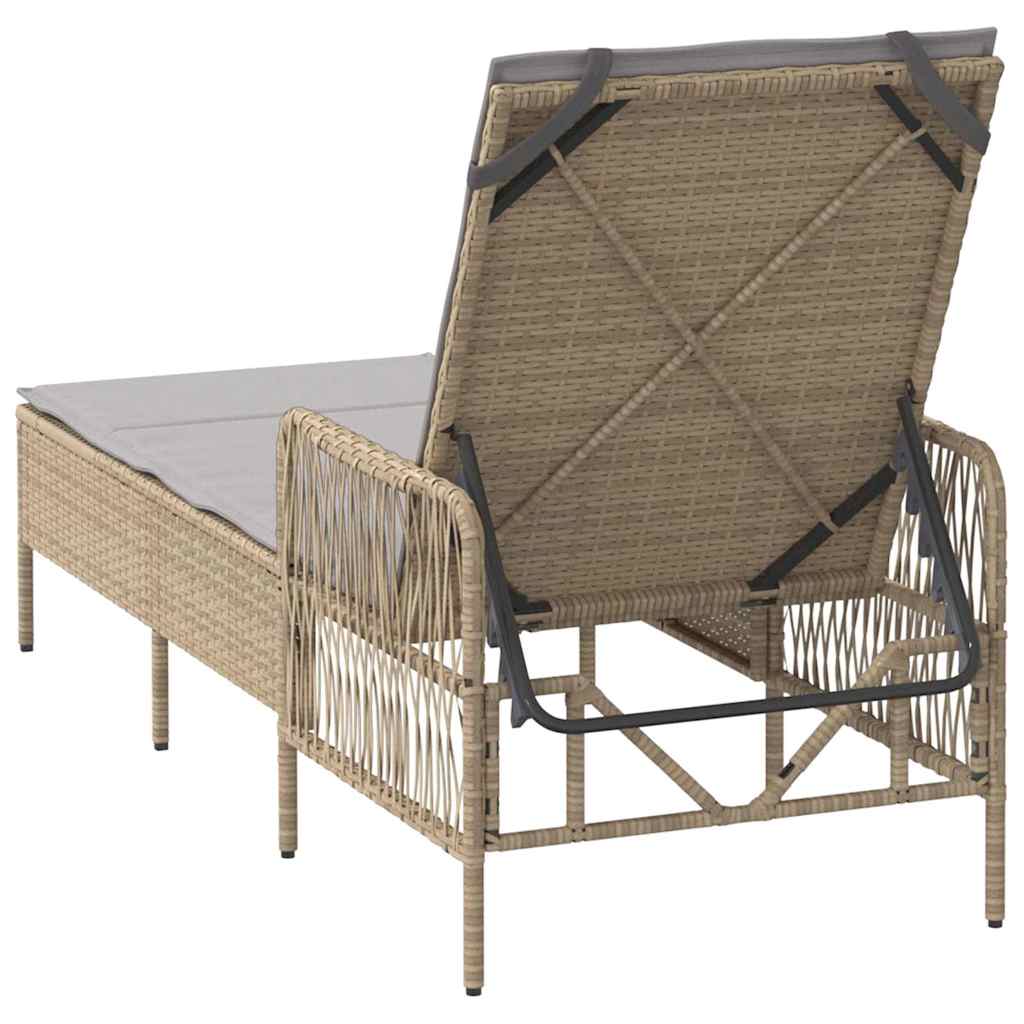 Ligstoel Beige en Licht Grijs 55 x 200 x 92 cm poly rattan