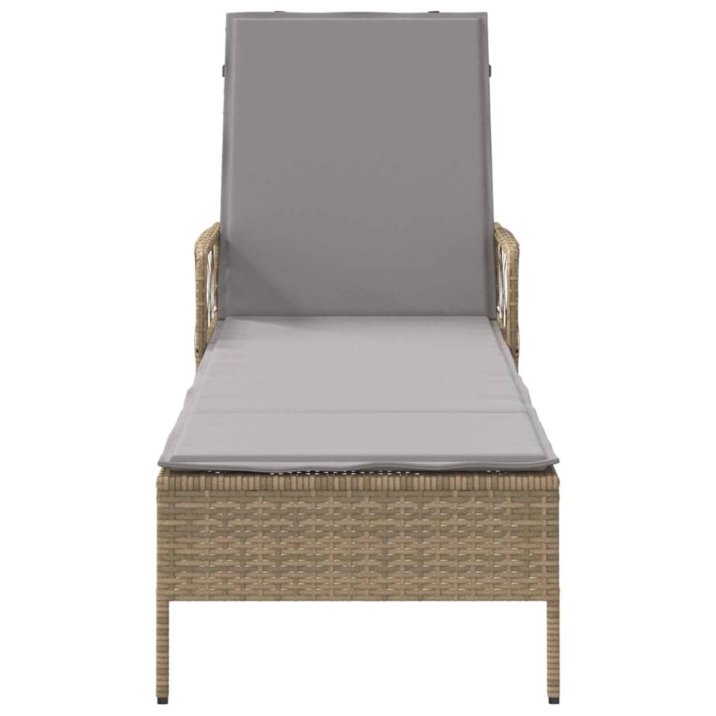 Ligstoel Beige en Licht Grijs 55 x 200 x 92 cm poly rattan