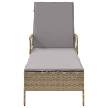 Ligstoel Beige en Licht Grijs 55 x 200 x 92 cm poly rattan