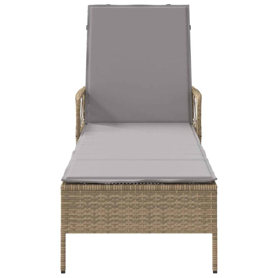Ligstoel Beige en Licht Grijs 55 x 200 x 92 cm poly rattan