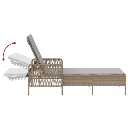 Ligstoel Beige en Licht Grijs 55 x 200 x 92 cm poly rattan