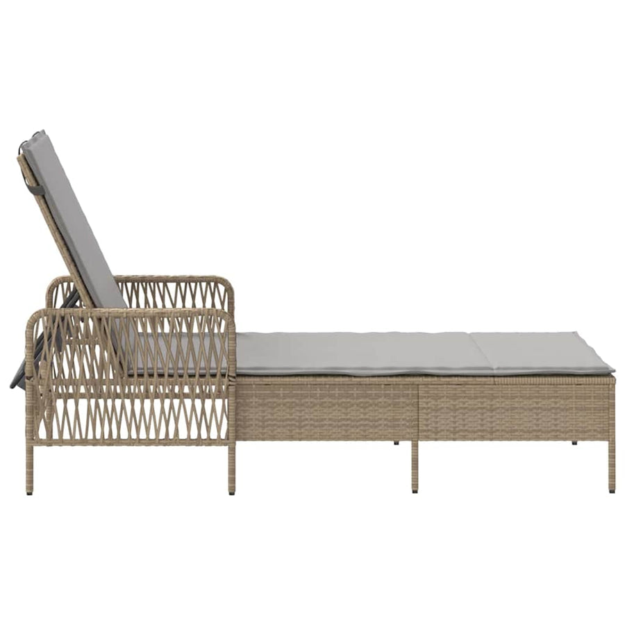 Ligstoel Beige en Licht Grijs 55 x 200 x 92 cm poly rattan