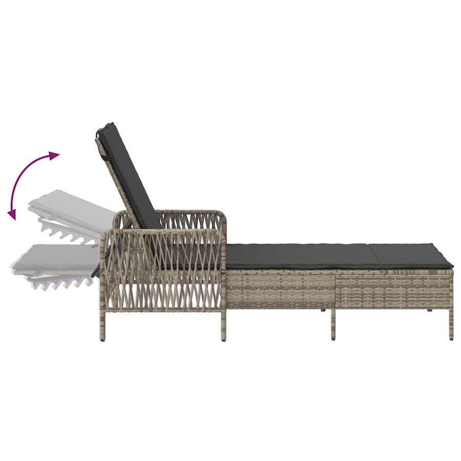 Ligstoel 1-Persoon Licht Grijs En Donker Grijs 55 X 200 X 92 Cm Lichtgrijs en donkergrijs Ligbed
