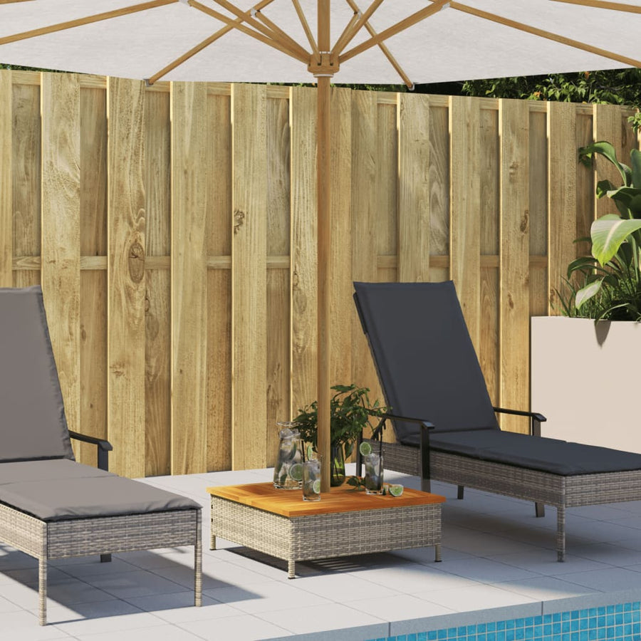 Parasolvoetbedekking 70X70X25 Cm Poly Rattan Acaciahout Grijs