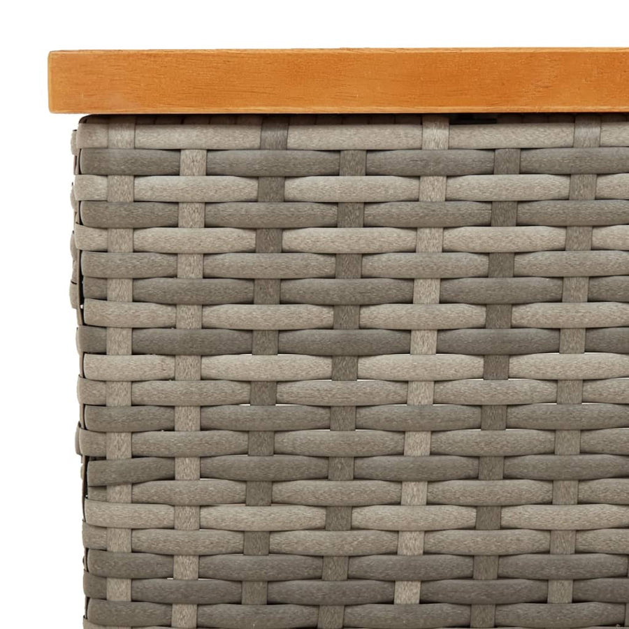 Parasolvoetbedekking 70X70X25 Cm Poly Rattan Acaciahout Grijs