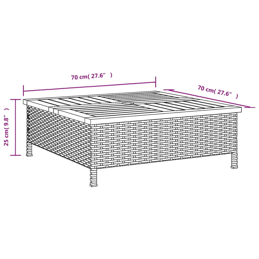 Parasolvoetbedekking 70X70X25 Cm Poly Rattan Acaciahout Grijs