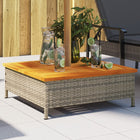 Parasolvoetbedekking 70X70X25 Cm Poly Rattan Acaciahout Grijs