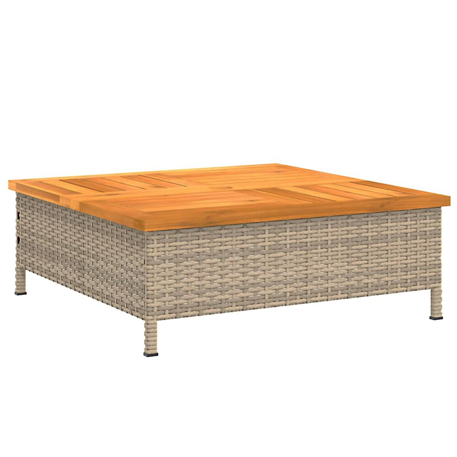 Parasolvoetbedekking 70X70X25 Cm Poly Rattan Acaciahout Beige