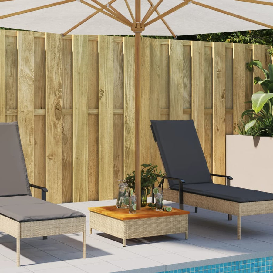 Parasolvoetbedekking 70X70X25 Cm Poly Rattan Acaciahout Beige