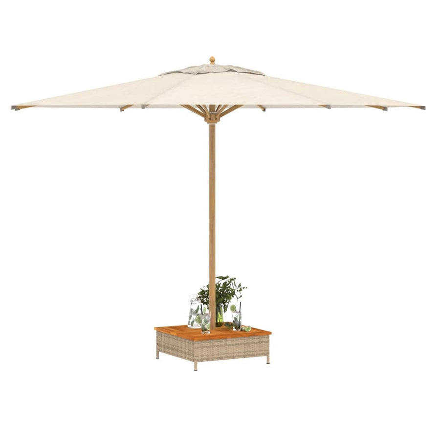 Parasolvoetbedekking 70X70X25 Cm Poly Rattan Acaciahout Beige
