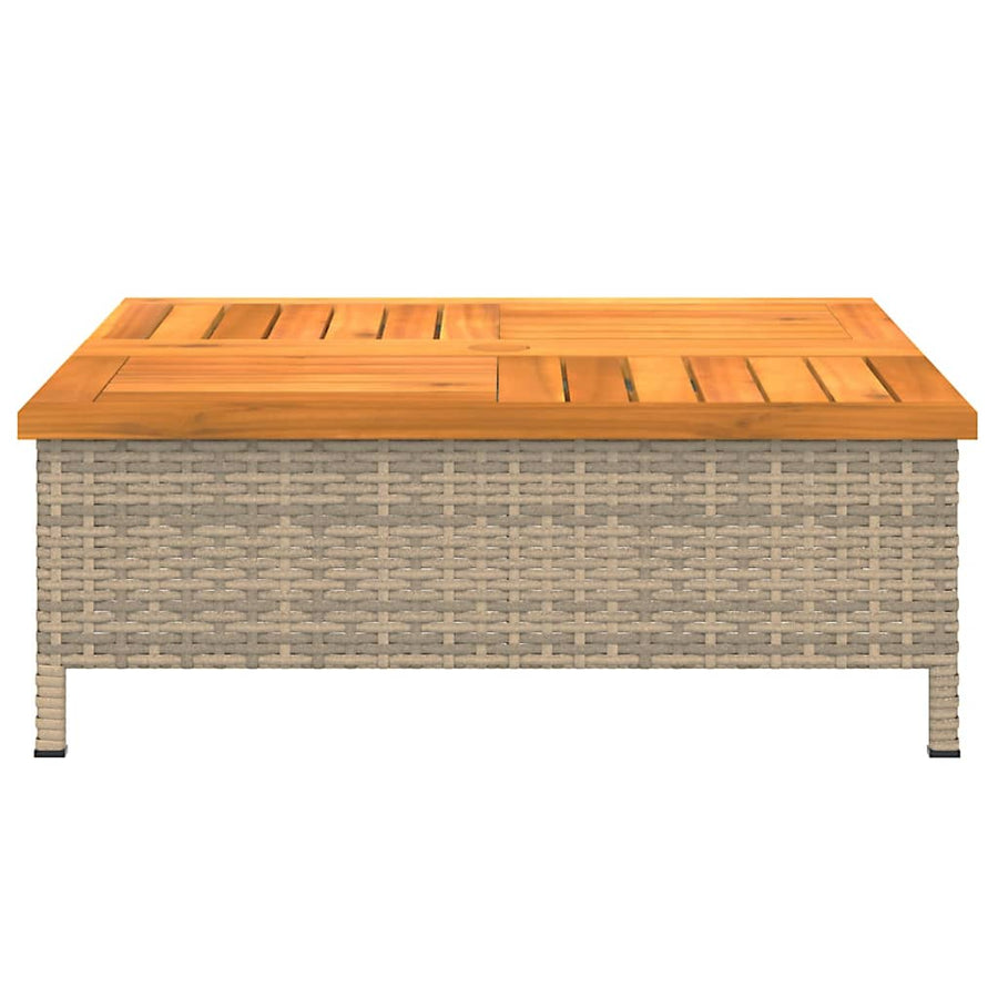 Parasolvoetbedekking 70X70X25 Cm Poly Rattan Acaciahout Beige