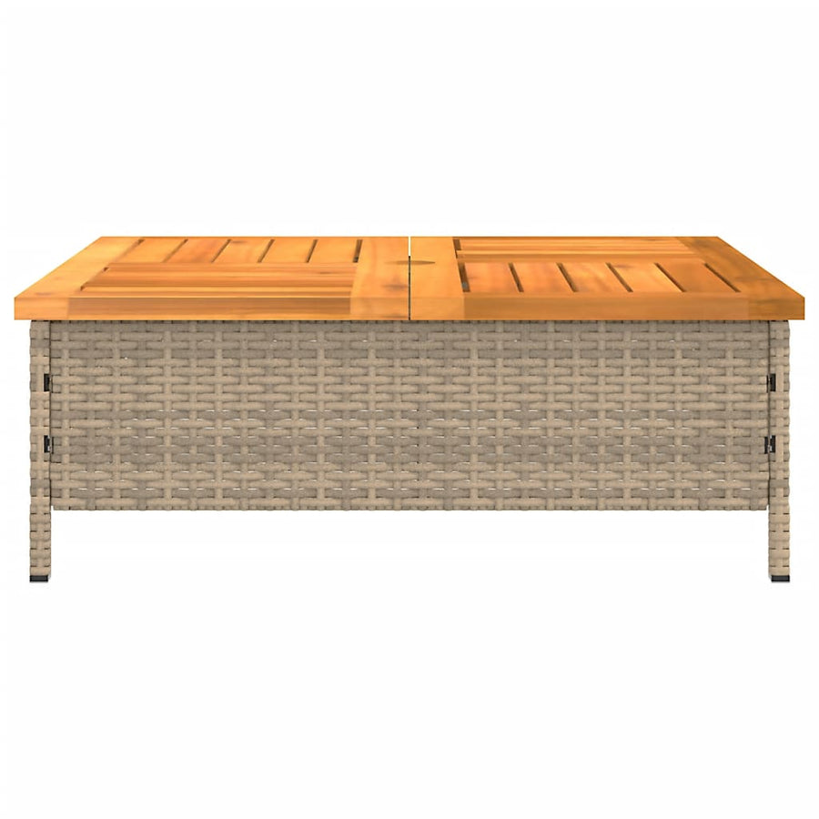 Parasolvoetbedekking 70X70X25 Cm Poly Rattan Acaciahout Beige