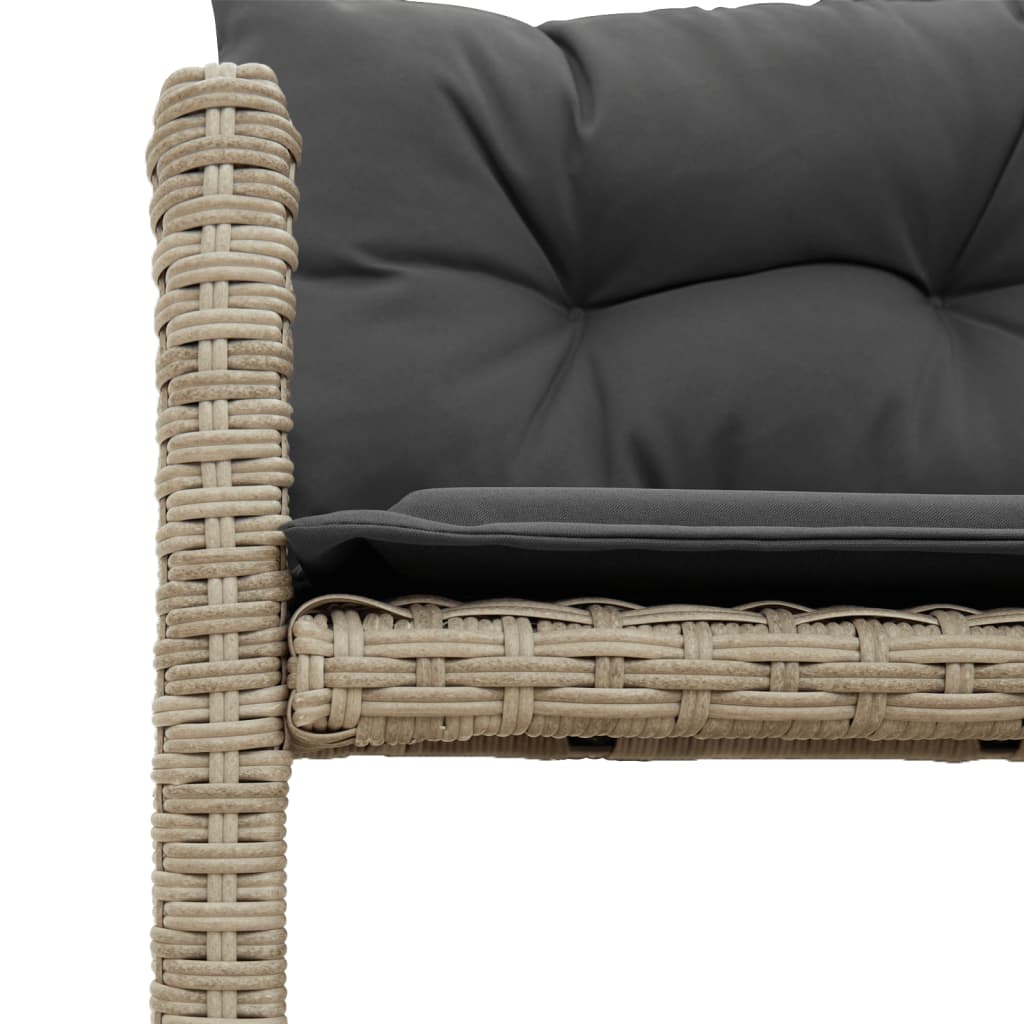 Tuinbank Met Tafel En Kussens L-Vormig Poly Rattan Lichtgrijs