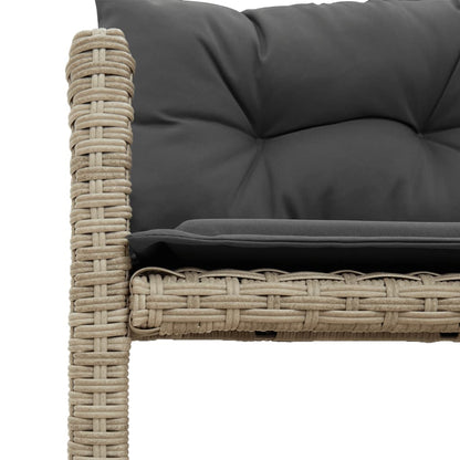 Tuinbank Met Tafel En Kussens L-Vormig Poly Rattan Lichtgrijs