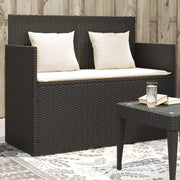 Tuinbank poly rattan zwart met opbergfunctie