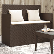 Tuinbank poly rattan bruin met opbergruimte