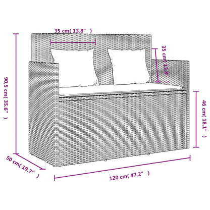 Tuinbank Met Kussens Poly Rattan Grijs