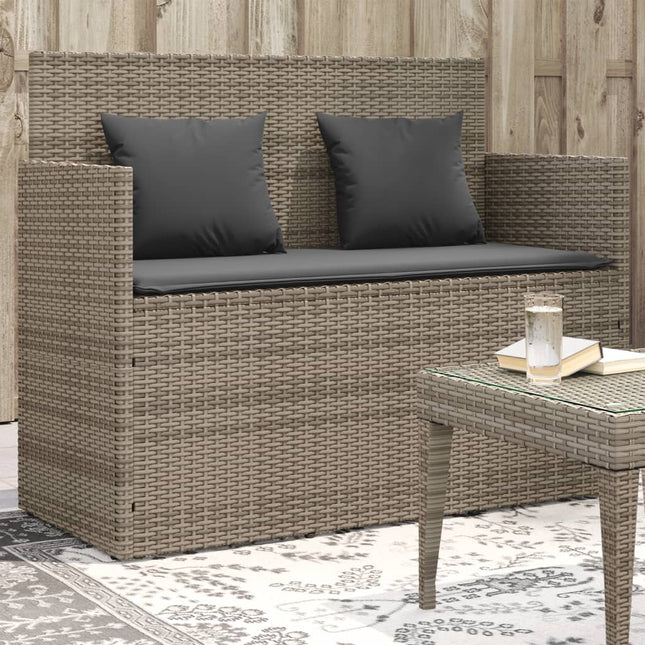 Tuinbank Met Kussens Poly Rattan Grijs